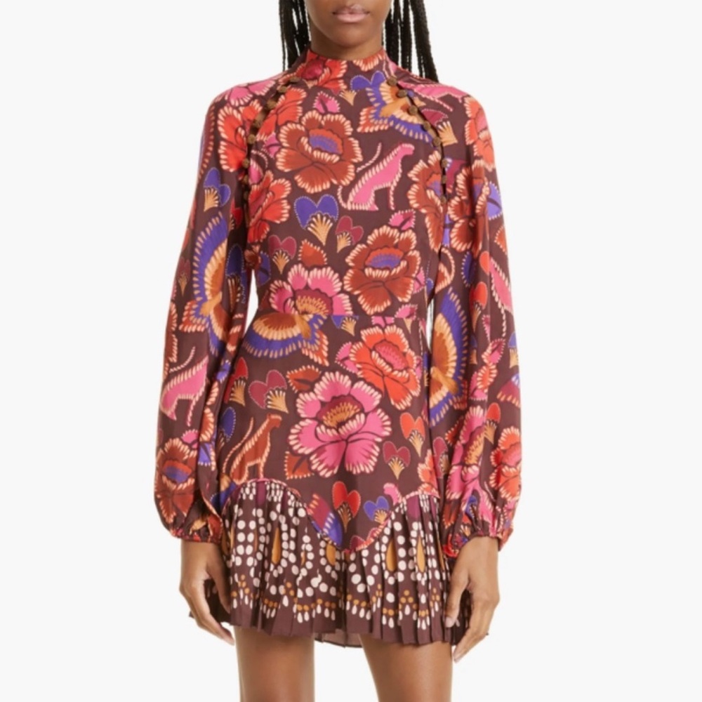 Farm Rio Brown Flora Dress